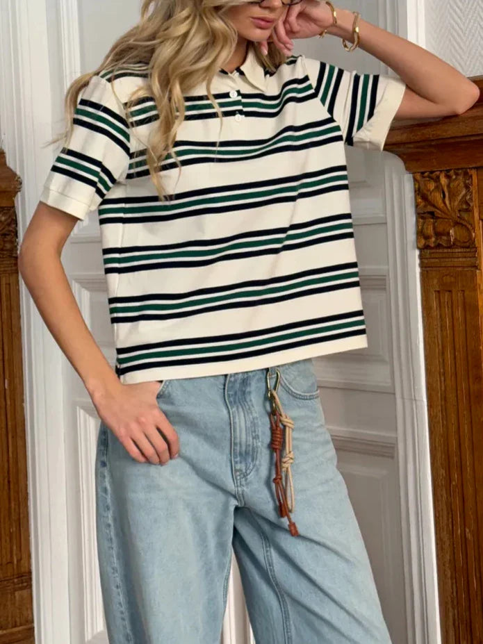 Morgan and Brooke | Stripe Polo Tee