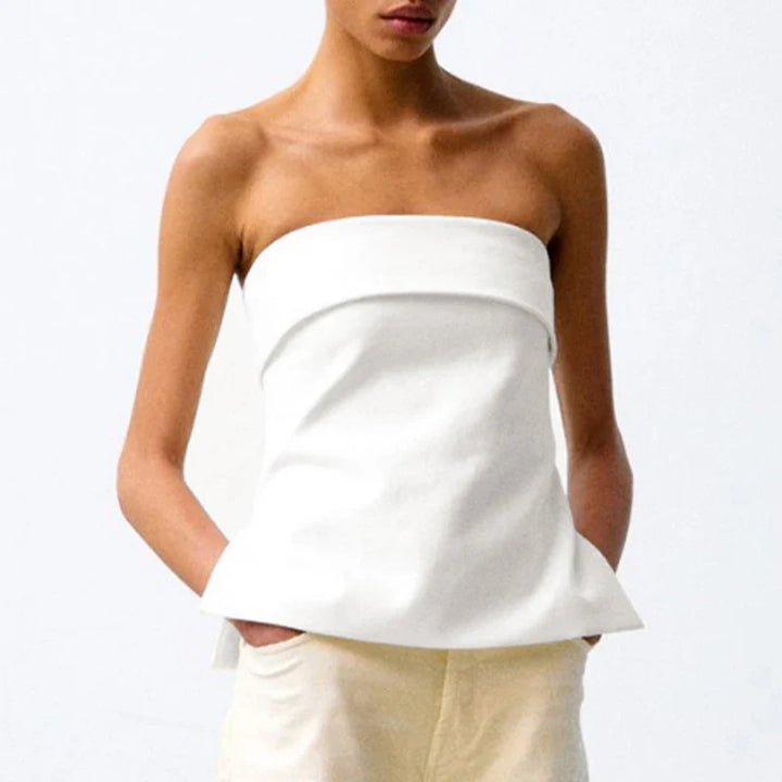 Morgan & Brooke | Strapless Cropped Linen Top