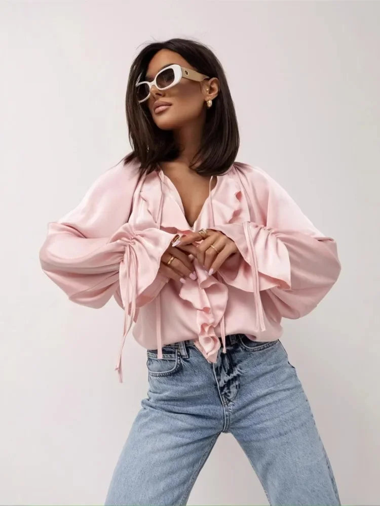 Morgan and Brooke | Liora and Brooke | Blouse Satin Ruffle