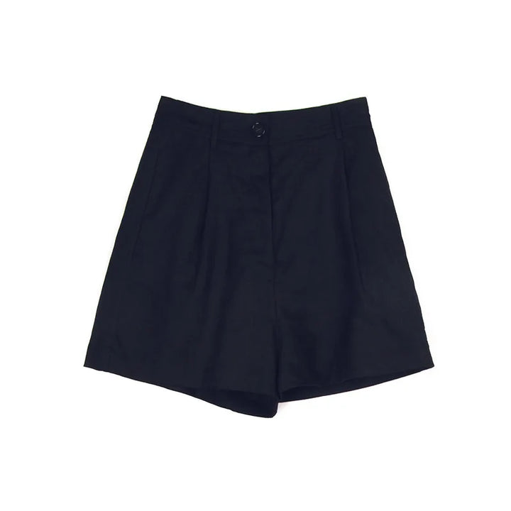 Morgan & Brooke | Stone Tailored High-Waist Linen Shorts