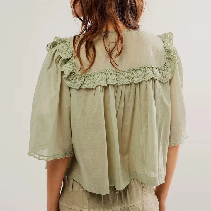 Morgan & Brooke | Ivory Ruffle Silk Blouse