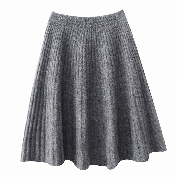 Morgan & Brooke | Charcoal A-Line Knit Merino Wool Skirt