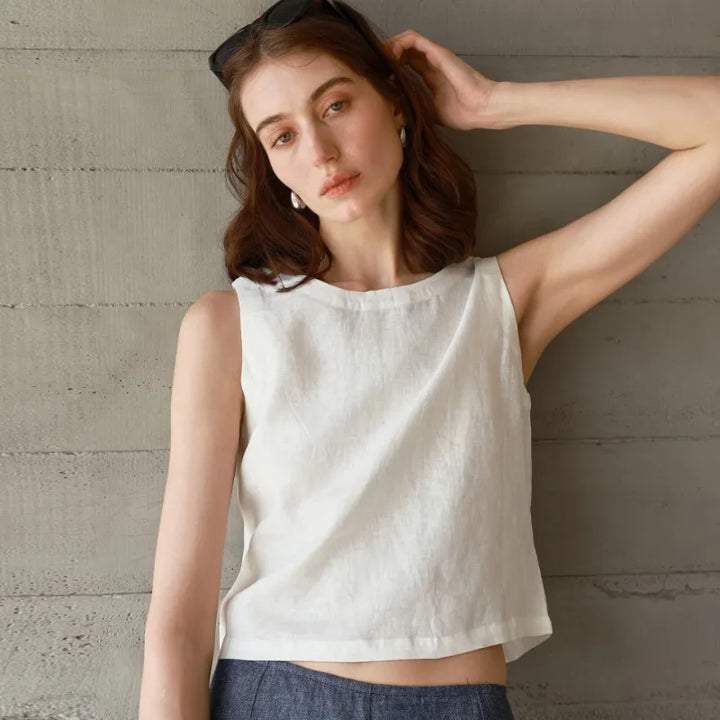 Morgan & Brooke | Reversible Cropped Linen Top