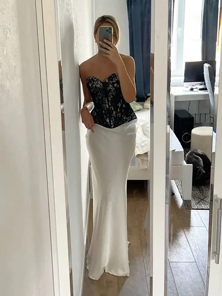 Morgan & Brooke | Fishtail Satin Maxi Skirt
