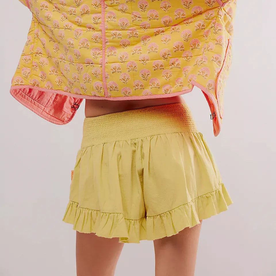 Morgan & Brooke | Embroidered Ruffle Pocket Cotton Shorts