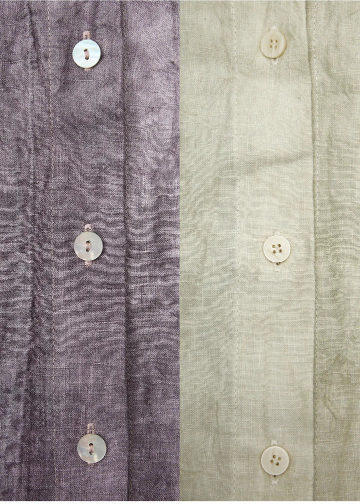 Morgan & Brooke | Natural Pleated Button-Up Linen Shirt
