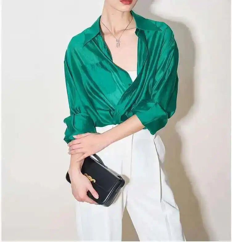 Morgan & Brooke | Ivory Relaxed Fit Silk Poplin Blouse