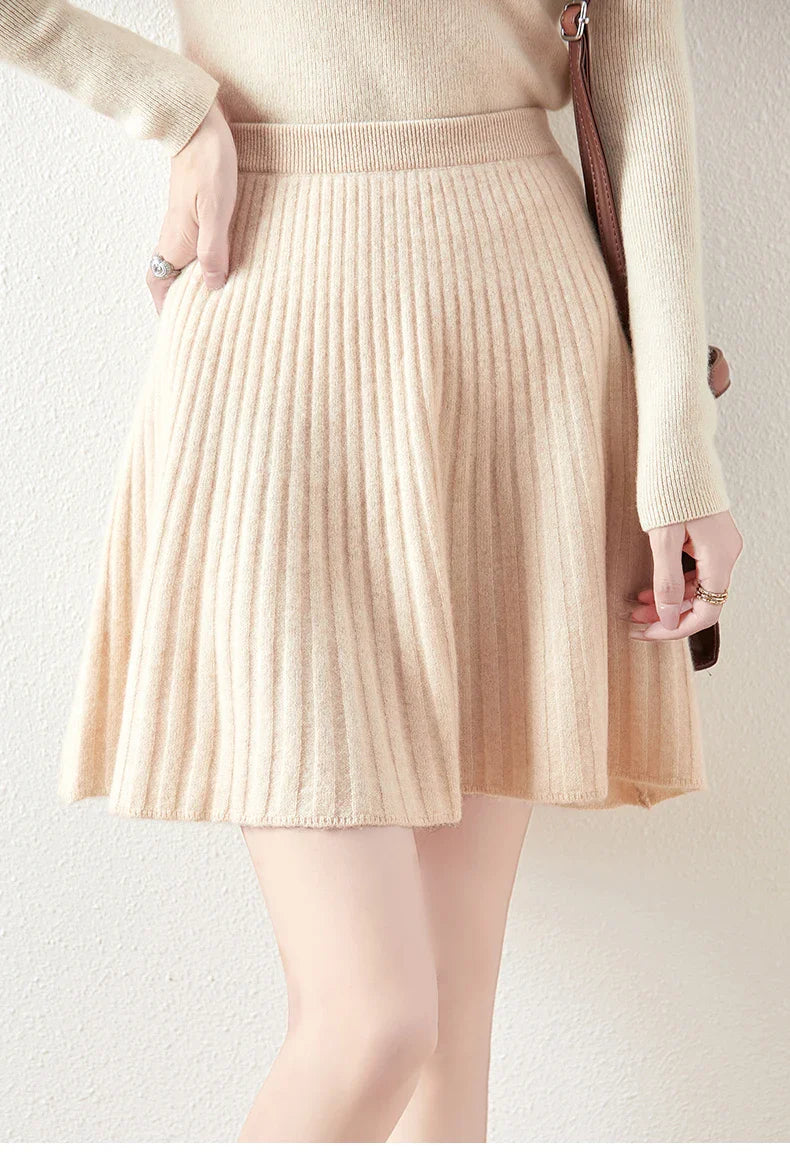 Morgan & Brooke | Charcoal A-Line Knit Merino Wool Skirt