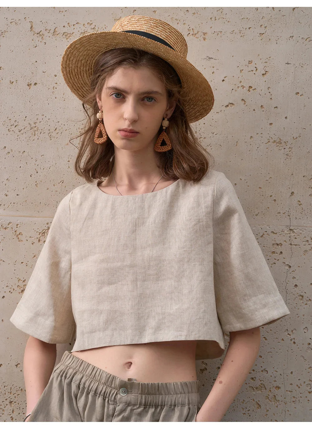 Morgan & Brooke | Boxy Cropped Linen Top