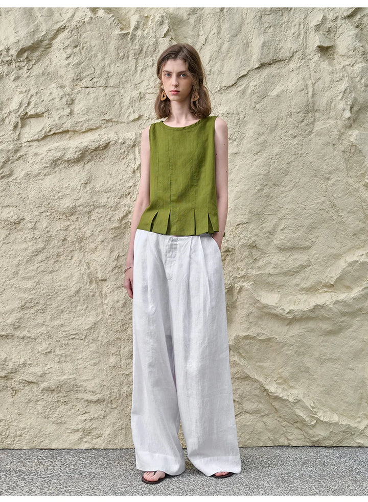Morgan & Brooke | Pleated Hem Linen Top