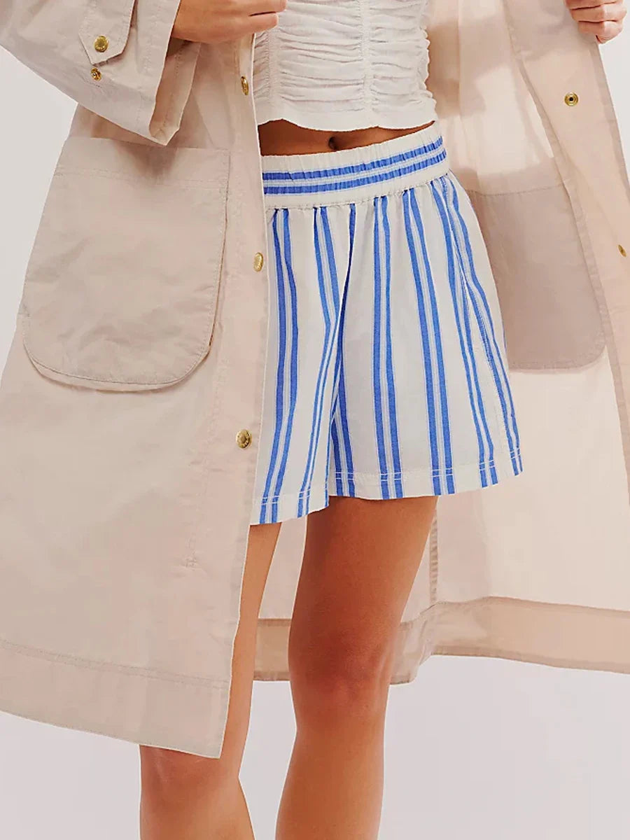 Morgan & Brooke | Sand High-Waist Drawstring Linen Shorts