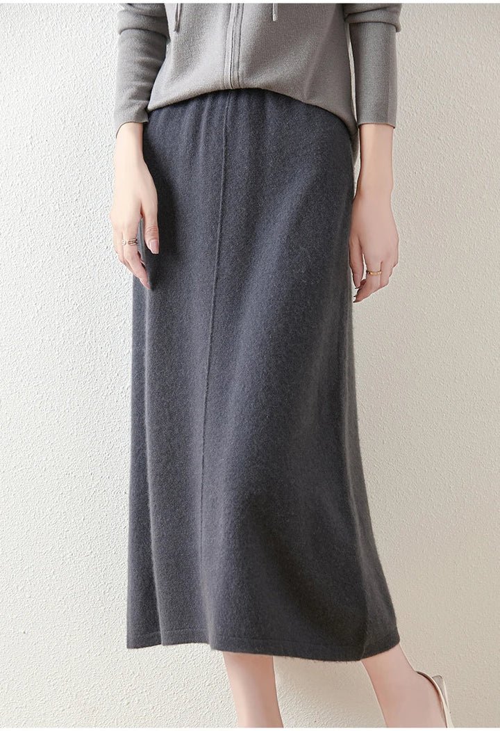 Morgan & Brooke | Charcoal High-Waist Pencil Wool Skirt