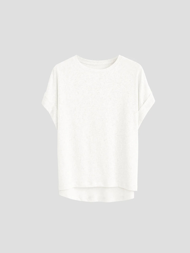 Morgan & Brooke | White Rolled-Cuff Oversized Cotton Tee