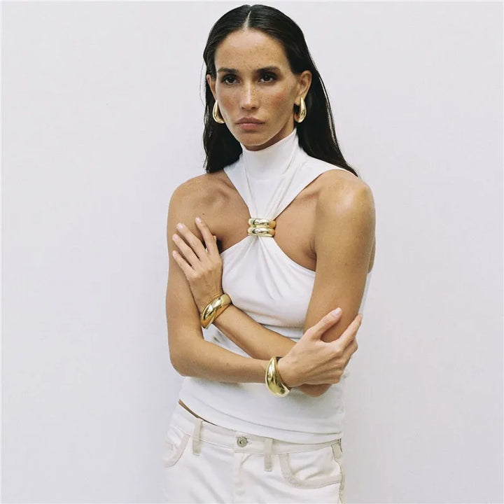 Morgan & Brooke | Pleated Satin Top