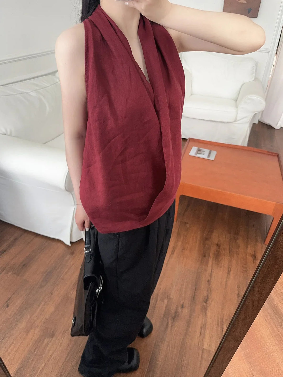 Morgan & Brooke | Draped Sleeveless Linen Vest