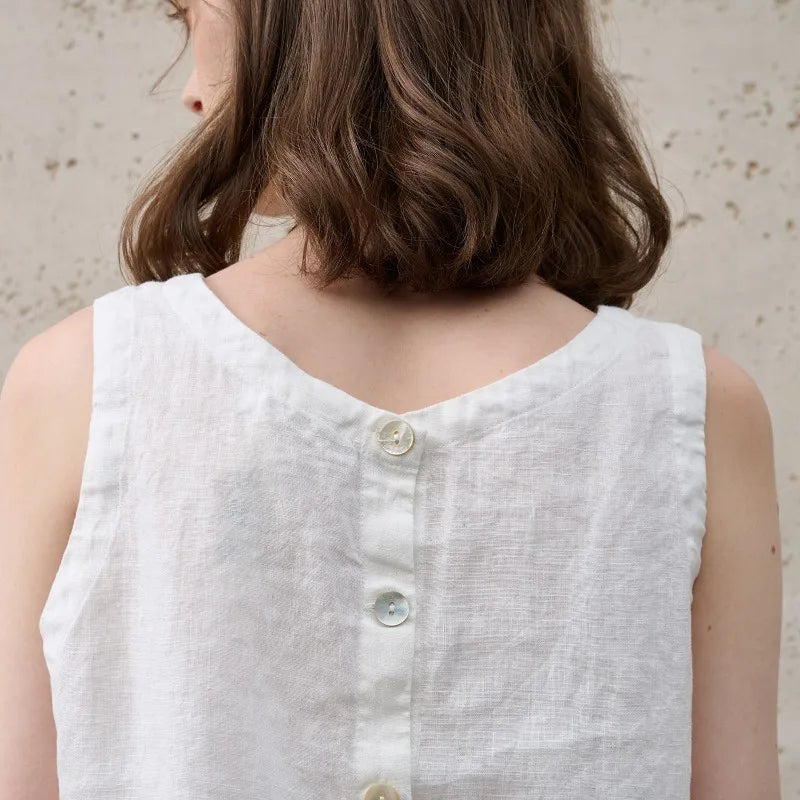 Morgan & Brooke | Natural Asymmetric Linen Crop Top
