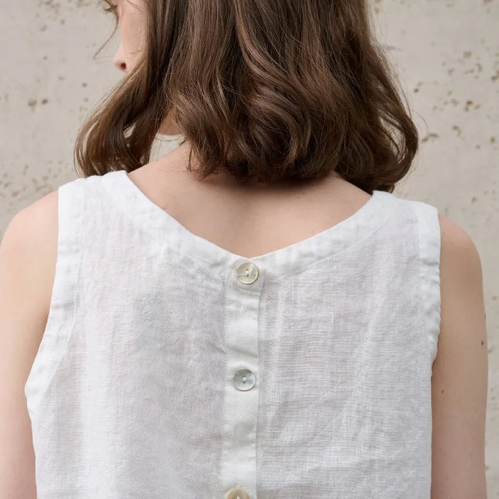 Morgan & Brooke | Natural Asymmetric Linen Crop Top