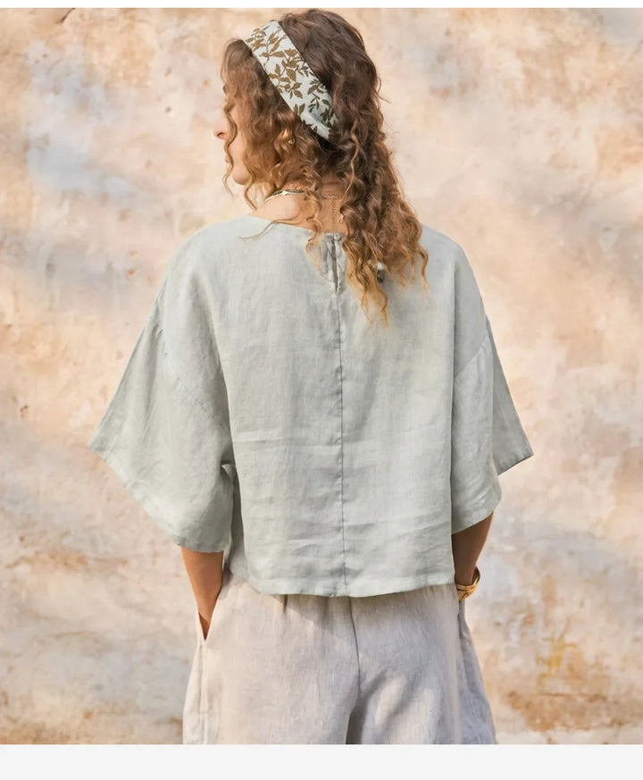 Morgan & Brooke | Flared Sleeve Linen Pullover