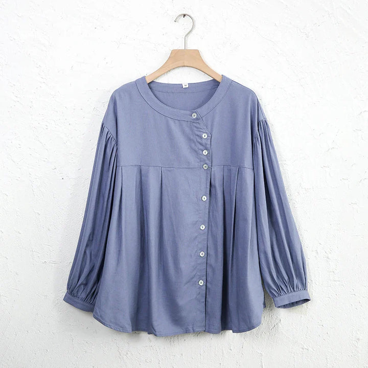Morgan & Brooke | Gathered Lantern-Sleeve Relaxed-Fit Cotton Blouse