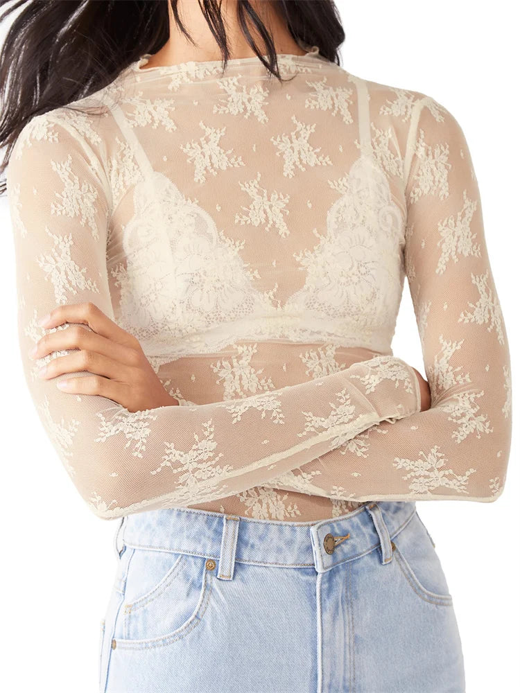 Morgan & Brooke | Black Sheer Lace Top