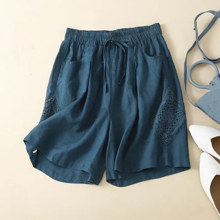 Morgan & Brooke | Ruffled Hem Linen Shorts