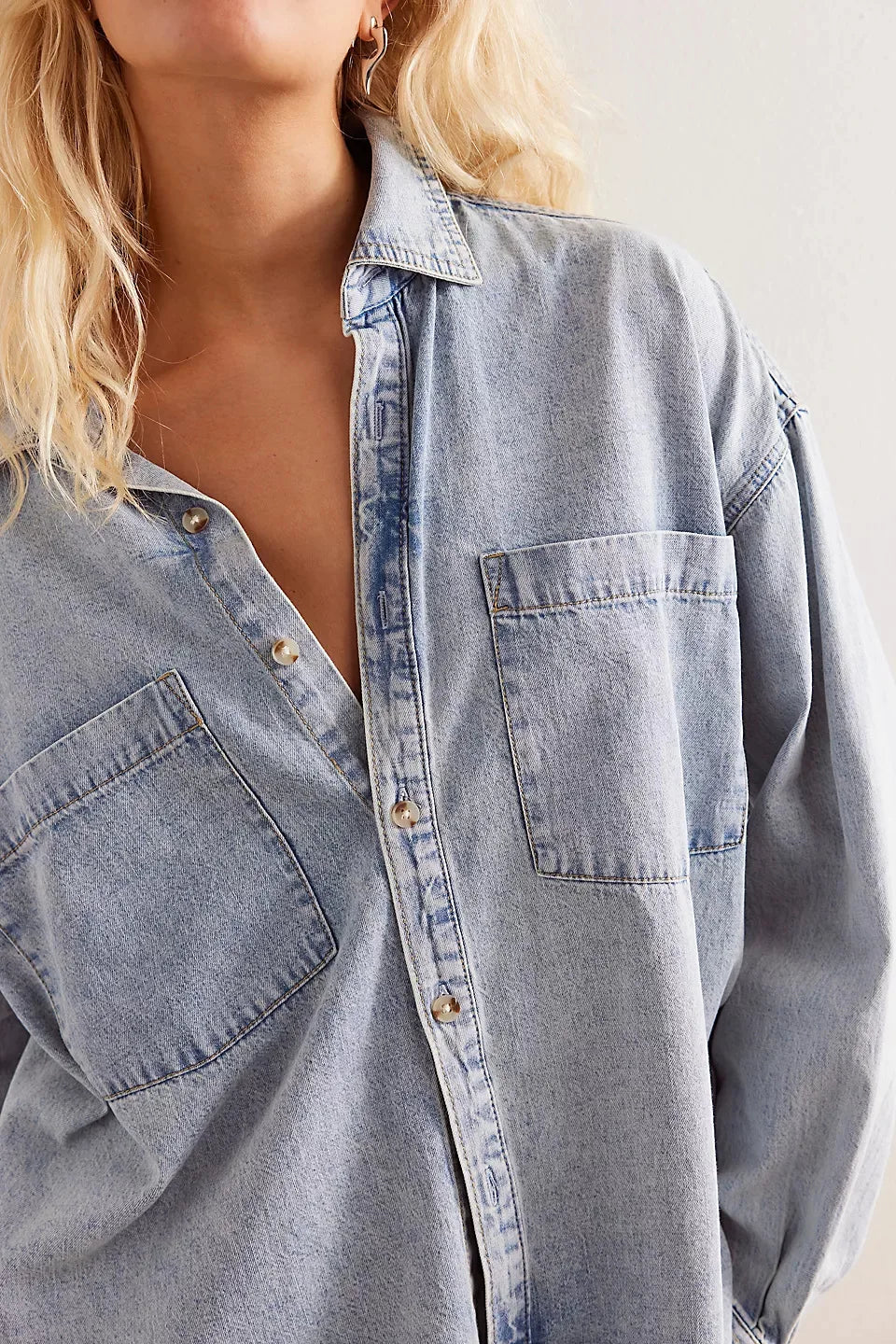 Morgan & Brooke | Light Blue Washed Boxy Denim Overshirt