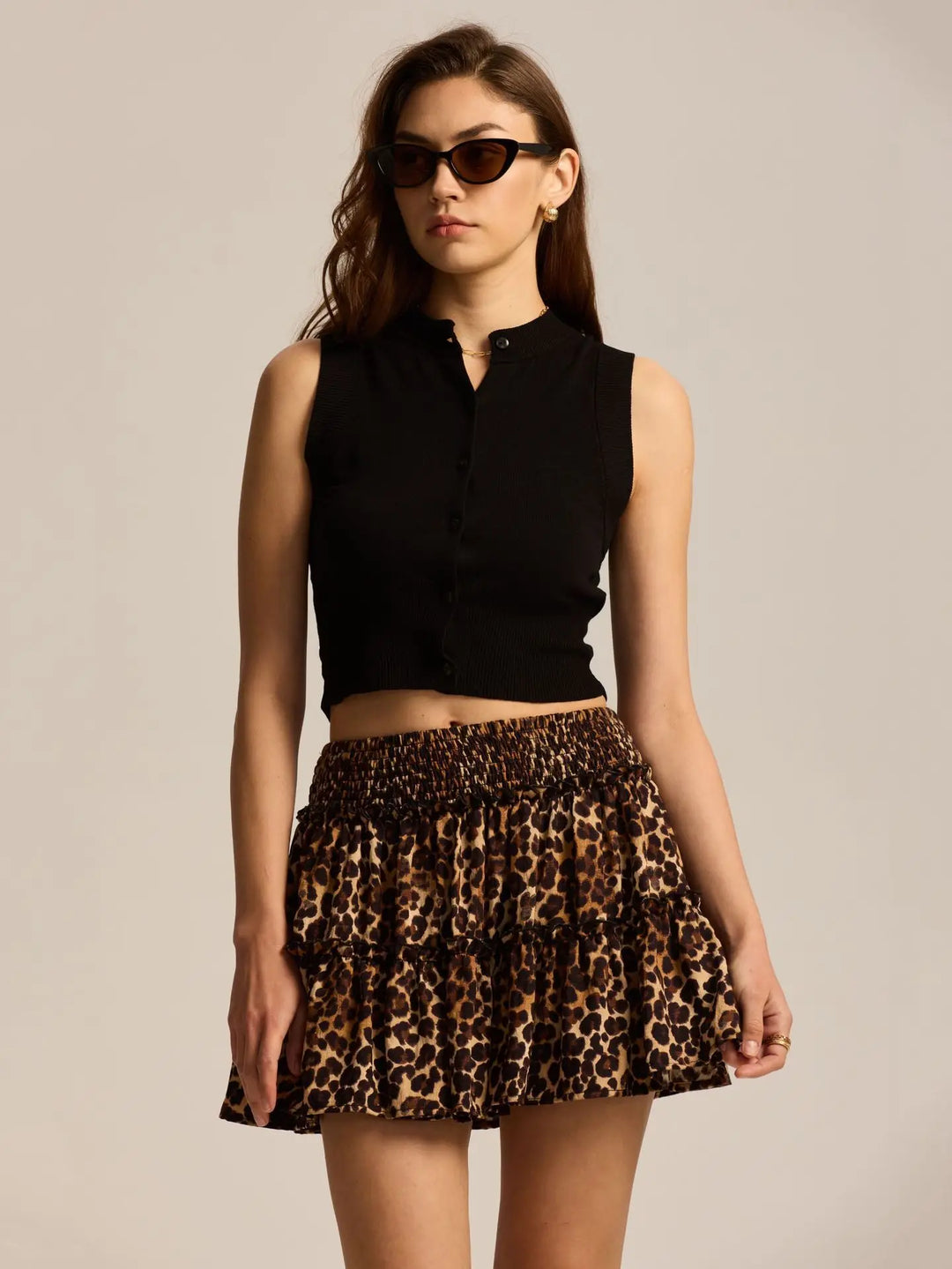 Morgan & Brooke | Leopard Print Tiered Ruffle Skirt