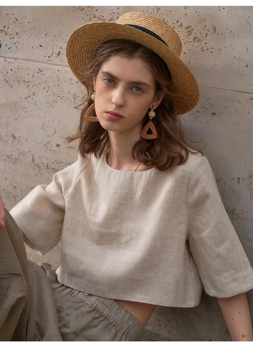 Morgan & Brooke | Boxy Cropped Linen Top