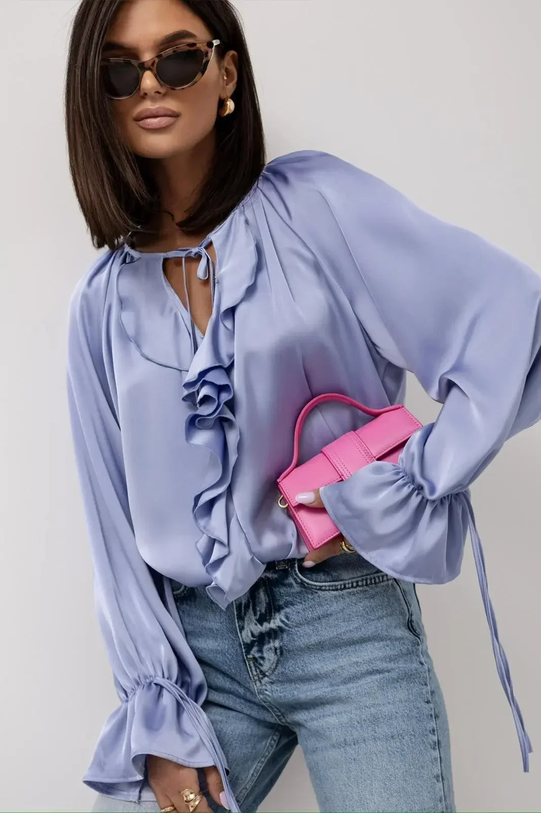Morgan & Brooke | Ruffled Satin Blouse