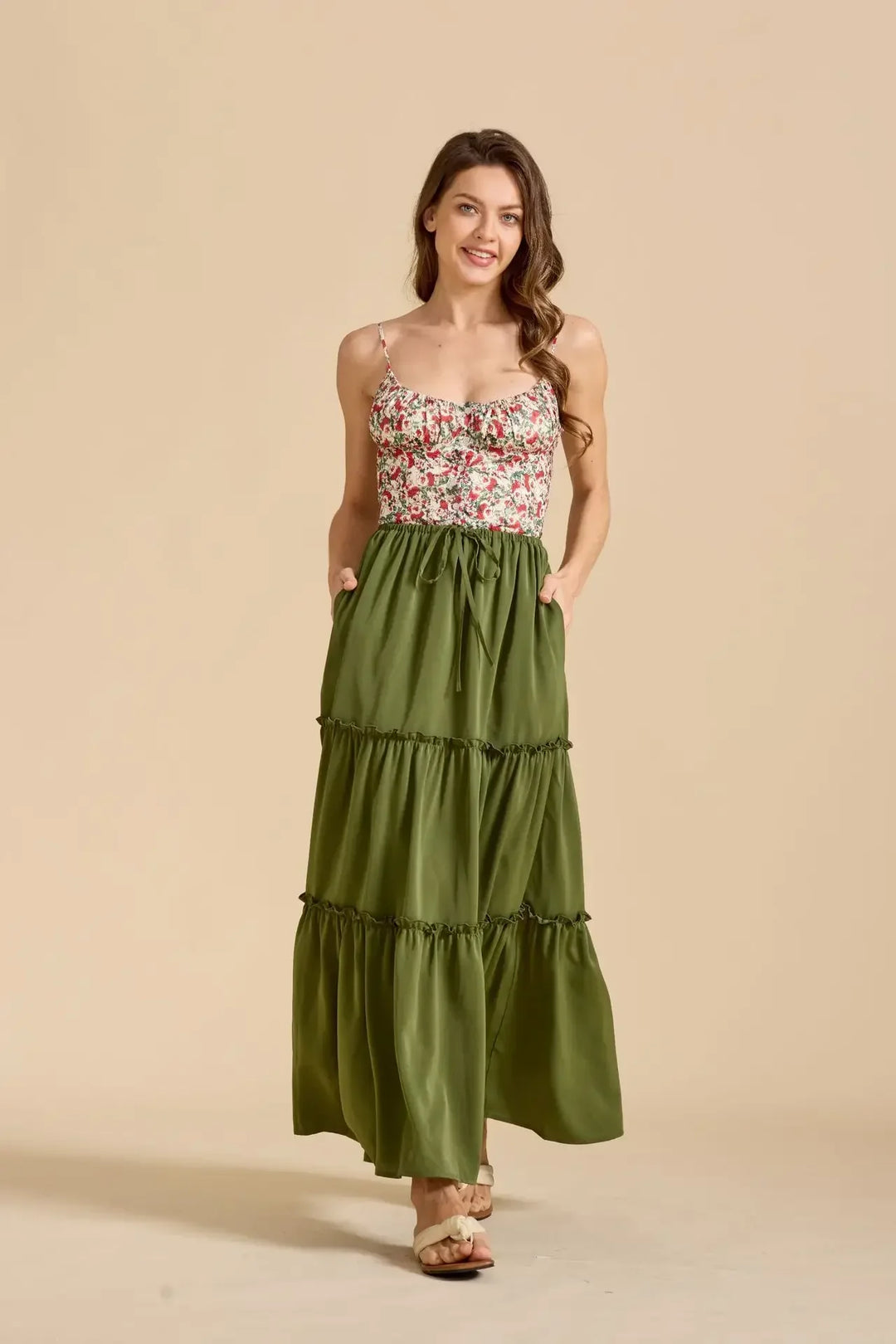 Morgan & Brooke | Printed Tiered Lightweight Maxi Skirt