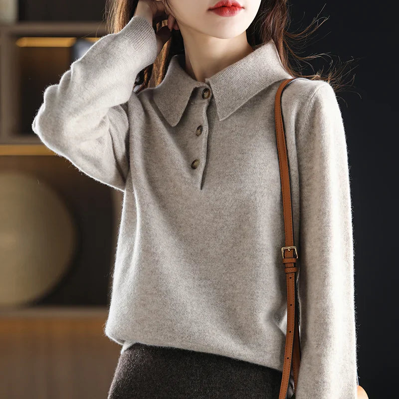 Morgan & Brooke | Charcoal Polo Collar Wool Sweater