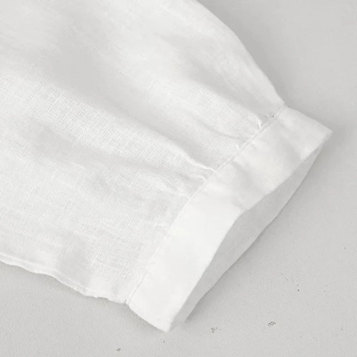 Morgan & Brooke | Fitted V-Neck Linen Blouse
