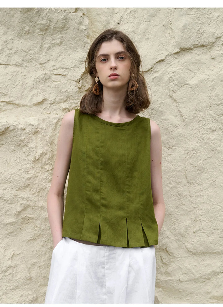Morgan & Brooke | Pleated Hem Linen Top