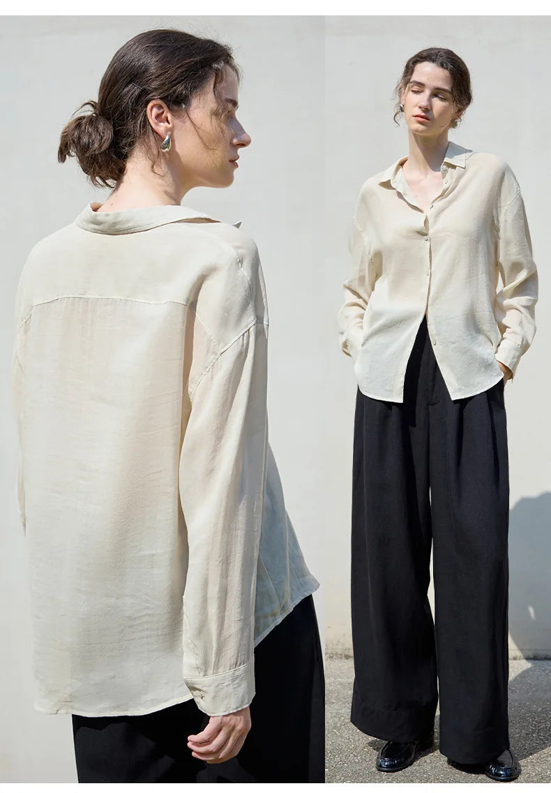 Morgan & Brooke | Natural Relaxed-Fit Button-Up Ramie Shirt