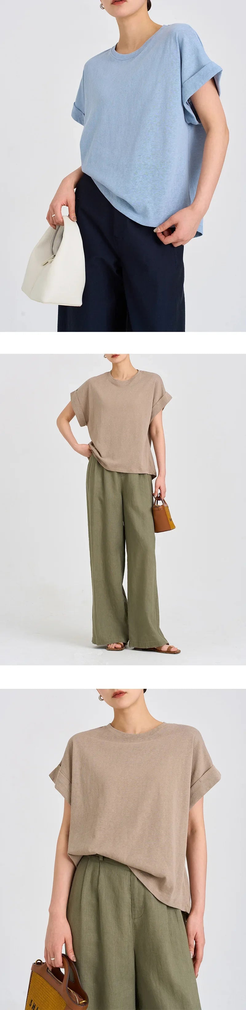 Morgan & Brooke | White Rolled-Cuff Oversized Cotton Tee
