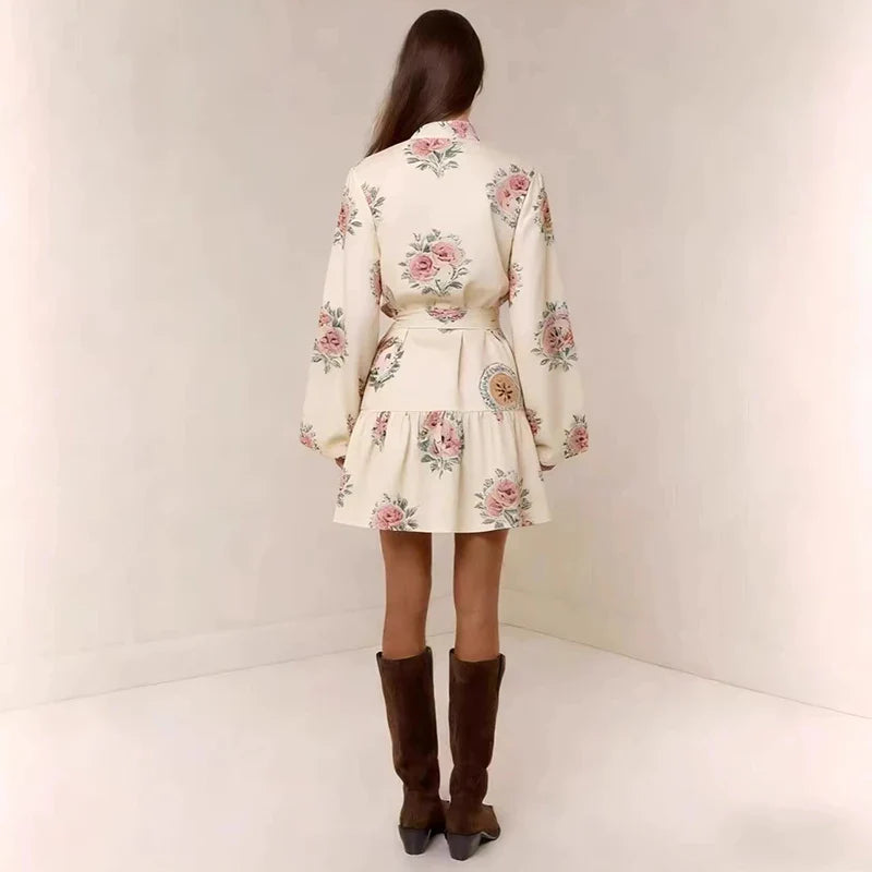 Morgan & Brooke | Multicolor Floral Print Button-Up Cotton-Blend Dress