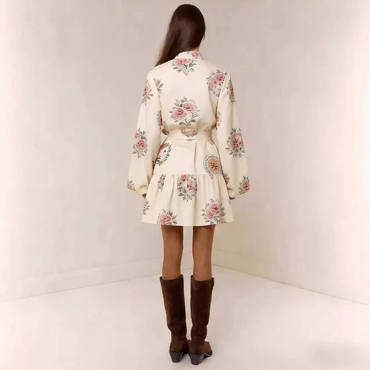 Morgan & Brooke | Multicolor Floral Print Button-Up Cotton-Blend Dress