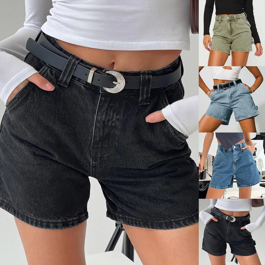 Morgan & Brooke | Indigo High-Waist Cotton Denim Shorts