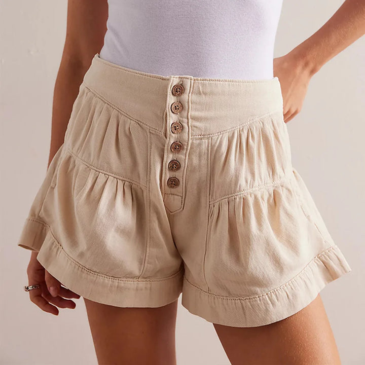 Morgan & Brooke | Navy High-Waist Tailored Cotton-Twill Shorts