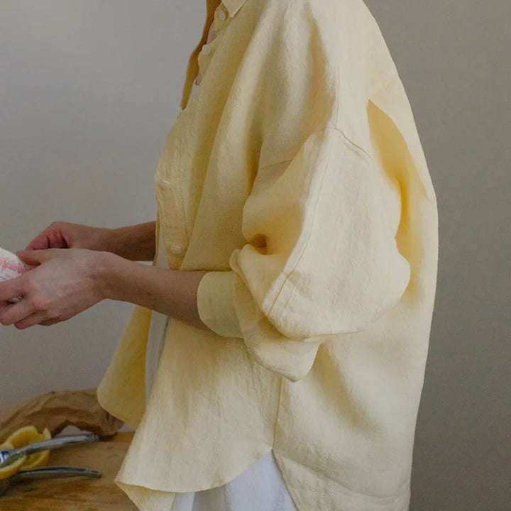 Morgan & Brooke | Slit-Hem Linen Shirt