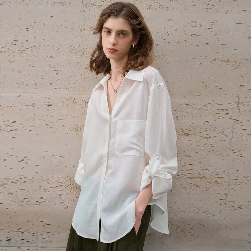 Morgan & Brooke | Natural Relaxed Fit Button-Up Linen Shirt