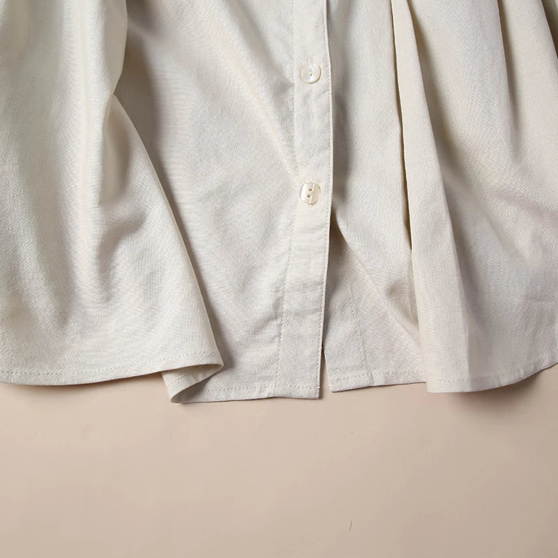 Morgan & Brooke | Gathered Lantern-Sleeve Relaxed-Fit Cotton Blouse