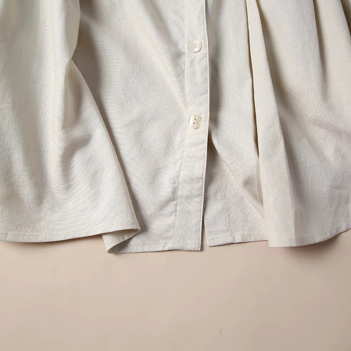 Morgan & Brooke | Gathered Lantern-Sleeve Relaxed-Fit Cotton Blouse