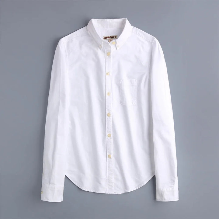 Morgan & Brooke | Pastel Tailored Button-Up Oxford Cotton Blouse