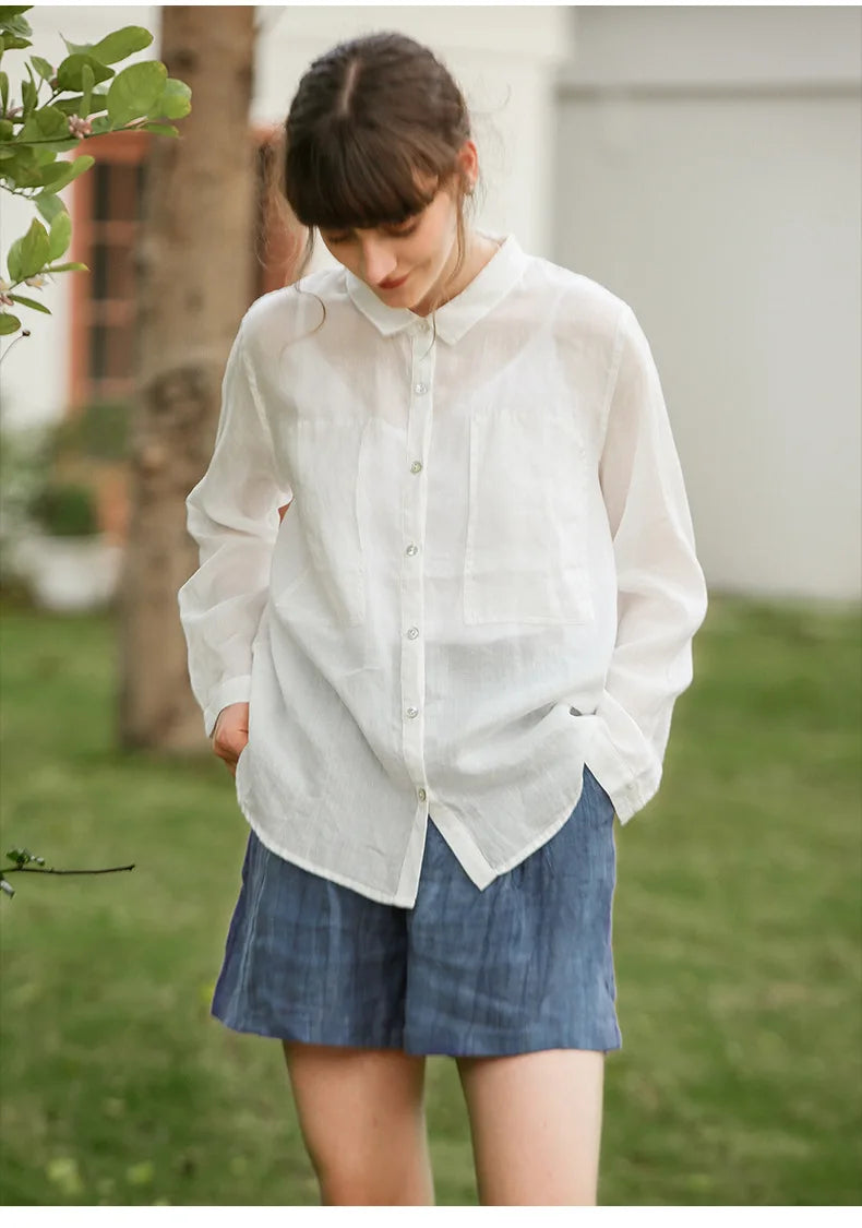 Morgan & Brooke | Natural High-Waist Relaxed Fit Linen Shorts