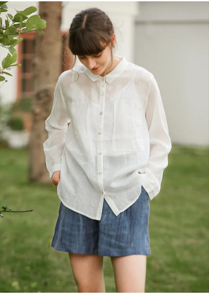 Morgan & Brooke | Natural High-Waist Relaxed Fit Linen Shorts