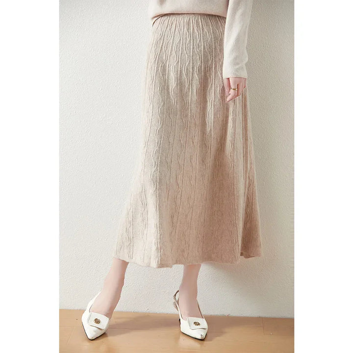 Morgan & Brooke | High-Waist Ribbed Merino Knit Skirt