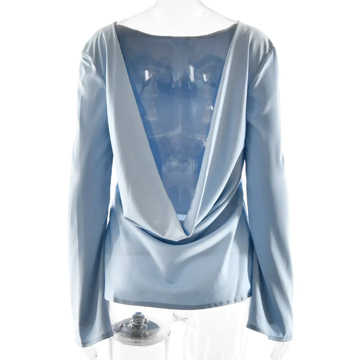 Morgan & Brooke | Long Sleeve Bell Cuff Satin Top