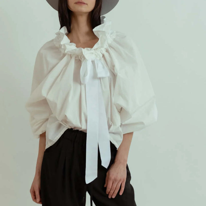 Morgan & Brooke | Puffed-Sleeve Cotton Blouse