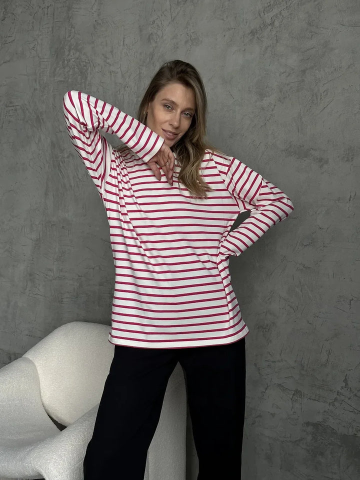 Morgan & Brooke | Navy & White Striped Cotton Shirt